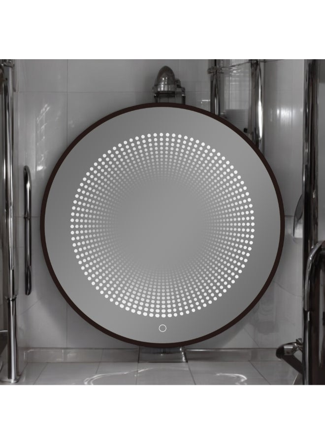 اكوا دروب مرآة حمام دائرية بتأثير اللانهائية وإضاءة LED أنيقة أسود 70 سم DWST70RSF-BB - Image 2